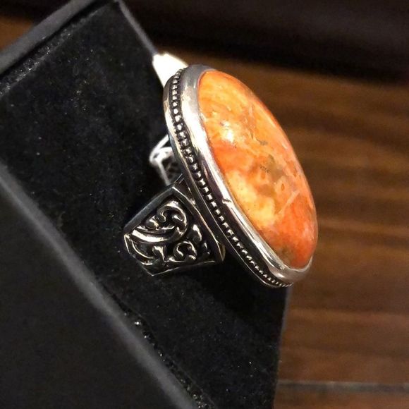 M Sterling Silver Spiny Oyster Cabochon Oval Ring Sz 10-3/4 NWT - Picture 8 of 9